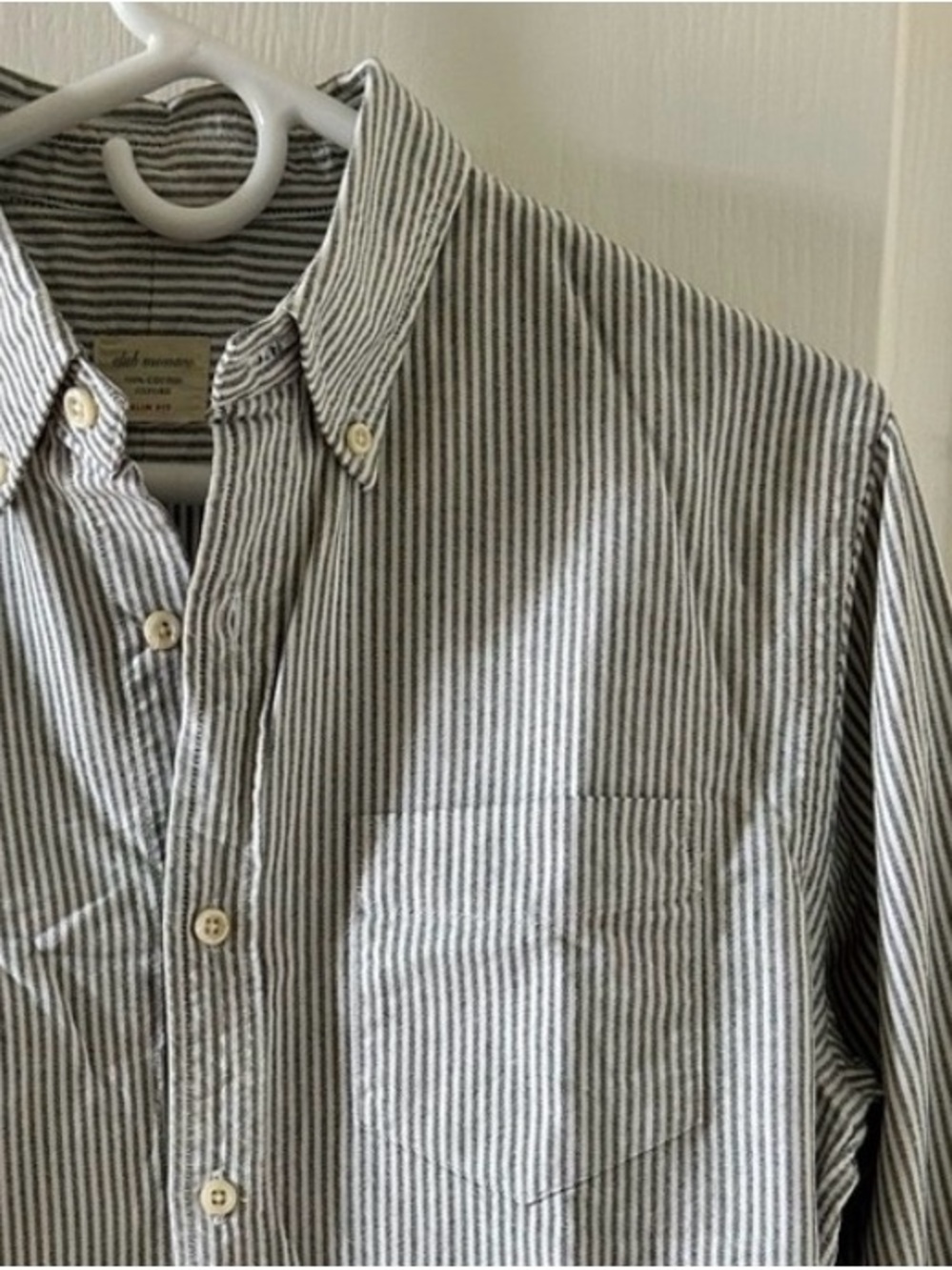 Club Monaco Men's Striped Button-Down Oxford Shirt - Gray & White